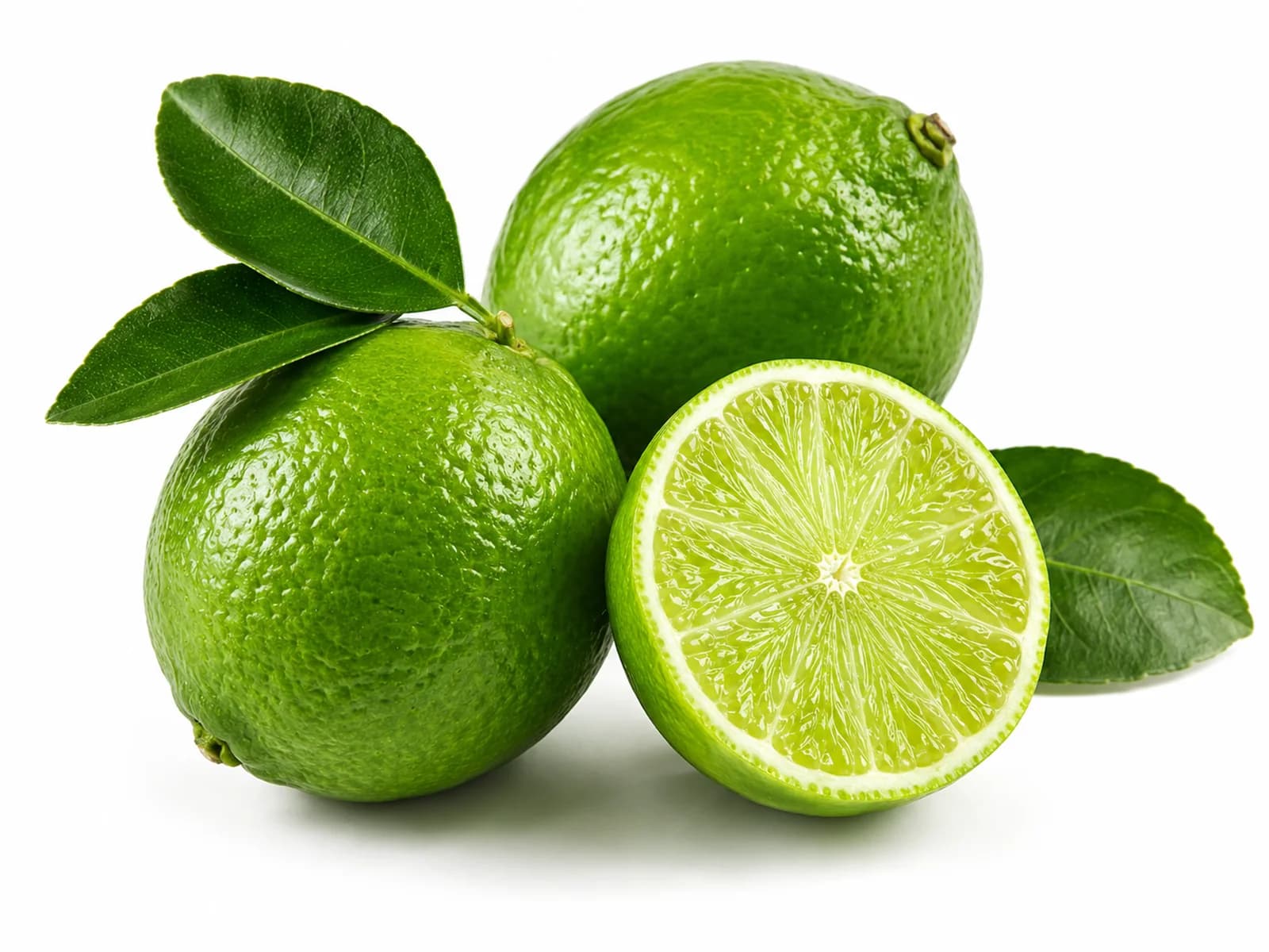 Whole and cut fresh Tahiti limes.